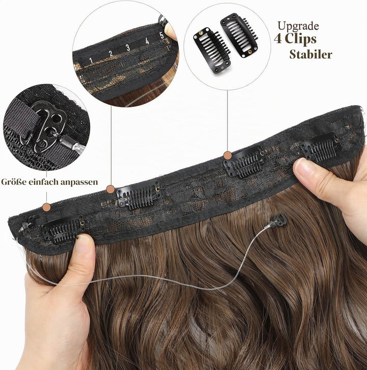 Ms Taj Invisible Secret Wire Extensions 50cm,Braune Haarverlängerung lange mit Einstellbarer Grösse,