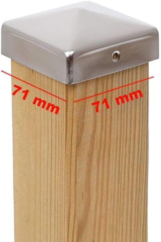 7 x Pfostenkappe Edelstahl Pyramide 71x71 mm – Rostfrei – Für Holzpfosten 70x70 mm – Pfostenabdeckun
