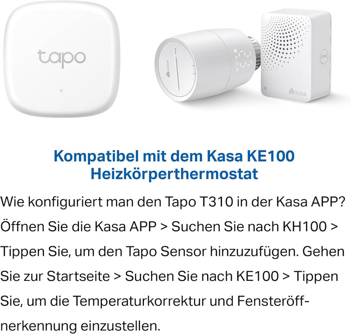 Tapo T310 Smart Temperatur & Luftfeuchtigkeitsmonitor, kostenlose Datenspeicherung,visuelle Grafiken