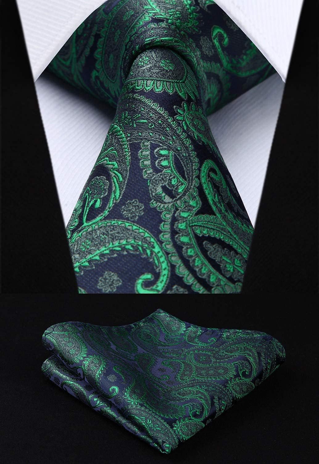 Enlision Herren Paisley Floral Jacquard Weste &amp; Krawatte und Pocket Square Weste Anzug Set M Grun, M