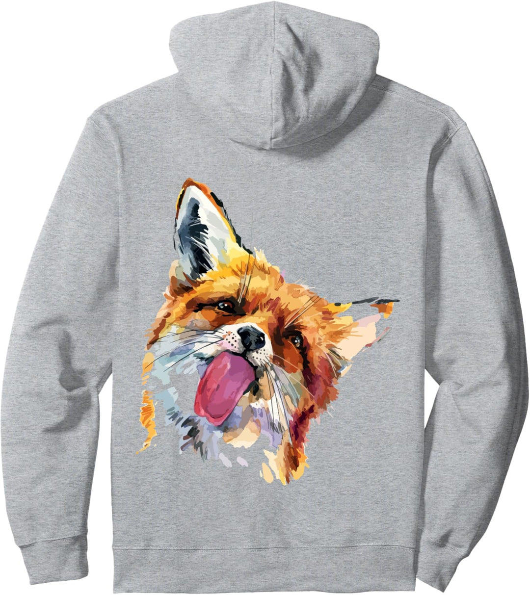 Fuchs, Handbemalter Fuchs Pullover Hoodie