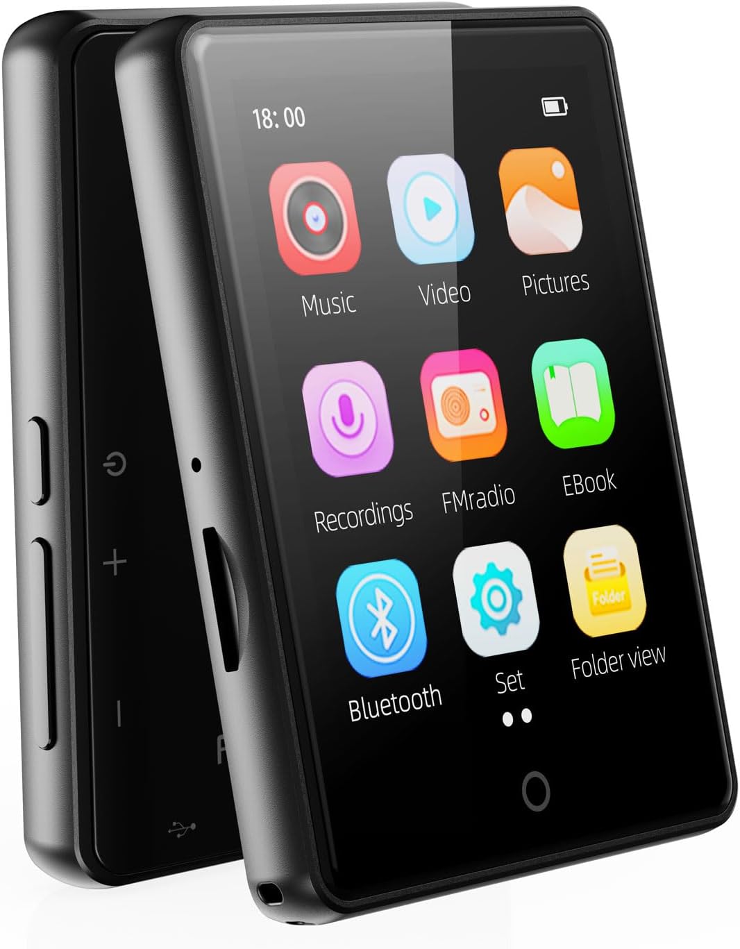 64GB MP3 Player Bluetooth 5.3, tragbarer Touchscreen Music mp3-Player für Kinder mit Lautsprecher, S