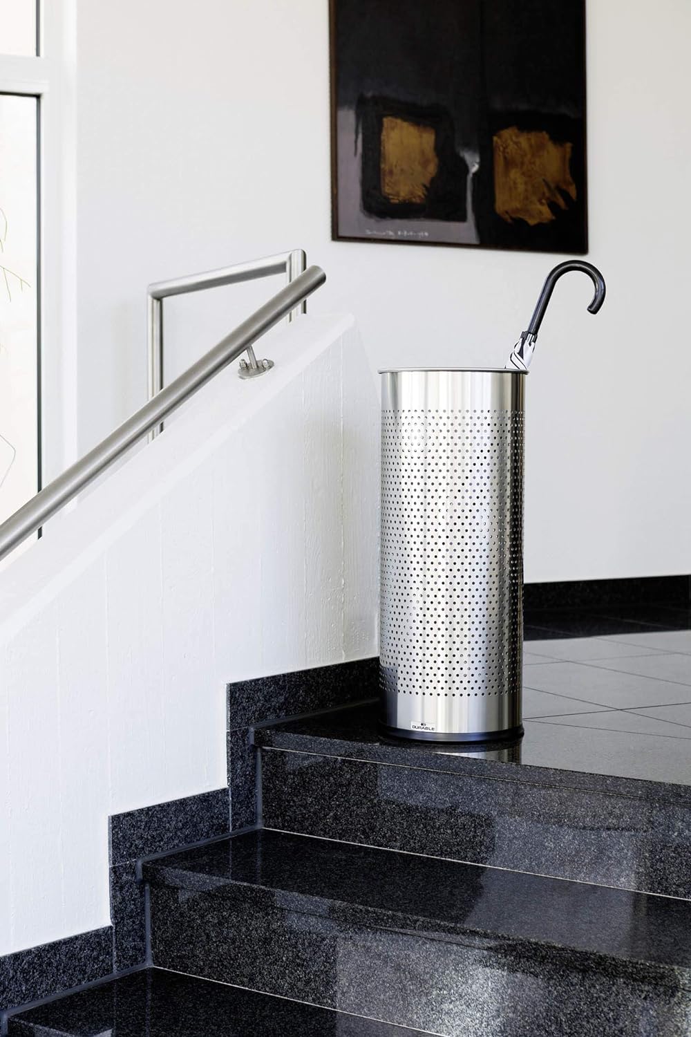 Durable Schirmständer aus Edelstahl rund 28,5 Liter, silber, 337123, Edelstahl