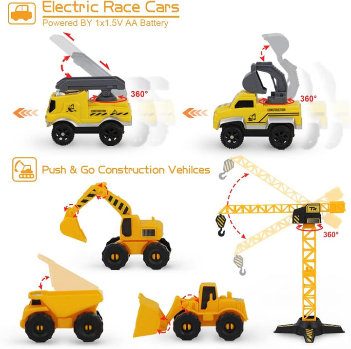 Konstruktion Rennstrecken Set, Flexible Train Tracks w/ 2 Electrische Konstruktion Rennrad w/Licht,E