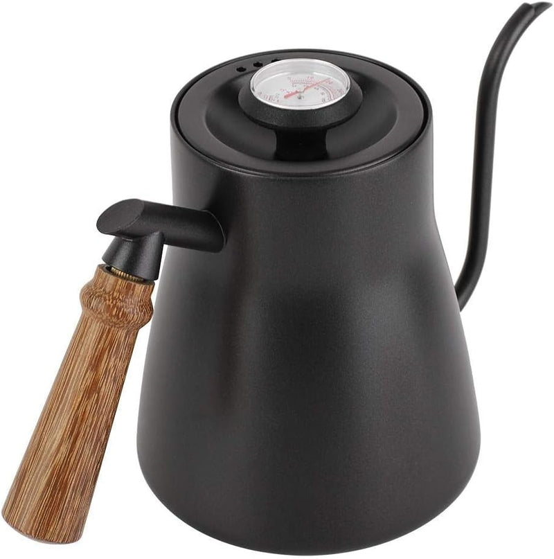 Fdit 850ml Edelstahl-Schwanenhals Teekessel über Kaffee Wasserkocher mit Holzgriff Tropfen (2