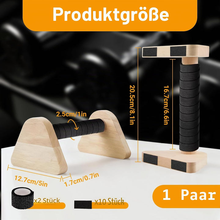 Liegestützgriffe aus Holz, 2 Stück Parallettes 20cm, Rutschfeste Handstand Griffe Nachhaltige, Calis