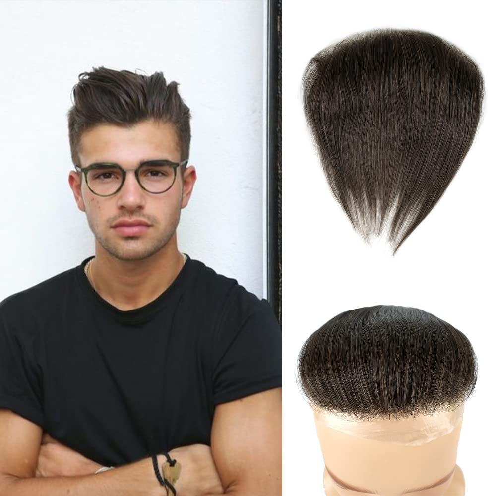 Lordhair Toupet Herren - Europäisches Echthaar Toupet, V-LOOP Skin Toupet für Männer, Toupet Echthaa