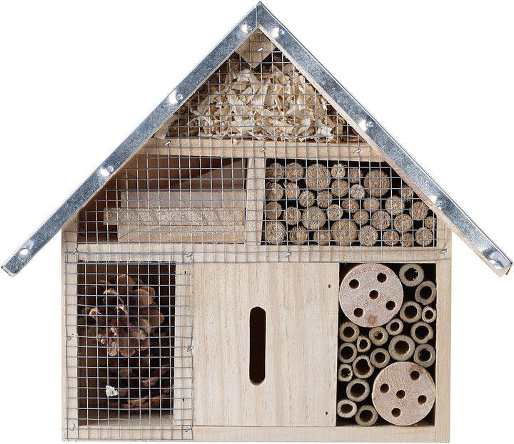 Royal Gardineer Profi-Insektenhotel: Insektenhotel Maja aus Naturholz, vormontiert, Metalldach (Lern