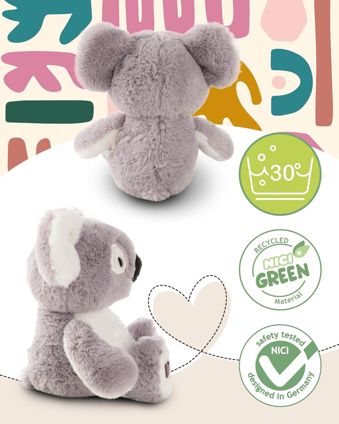 NICI Kuscheltier Koala Barry 25cm - grau - Stofftier aus weichem Plüsch, niedliches Plüschtier zum K