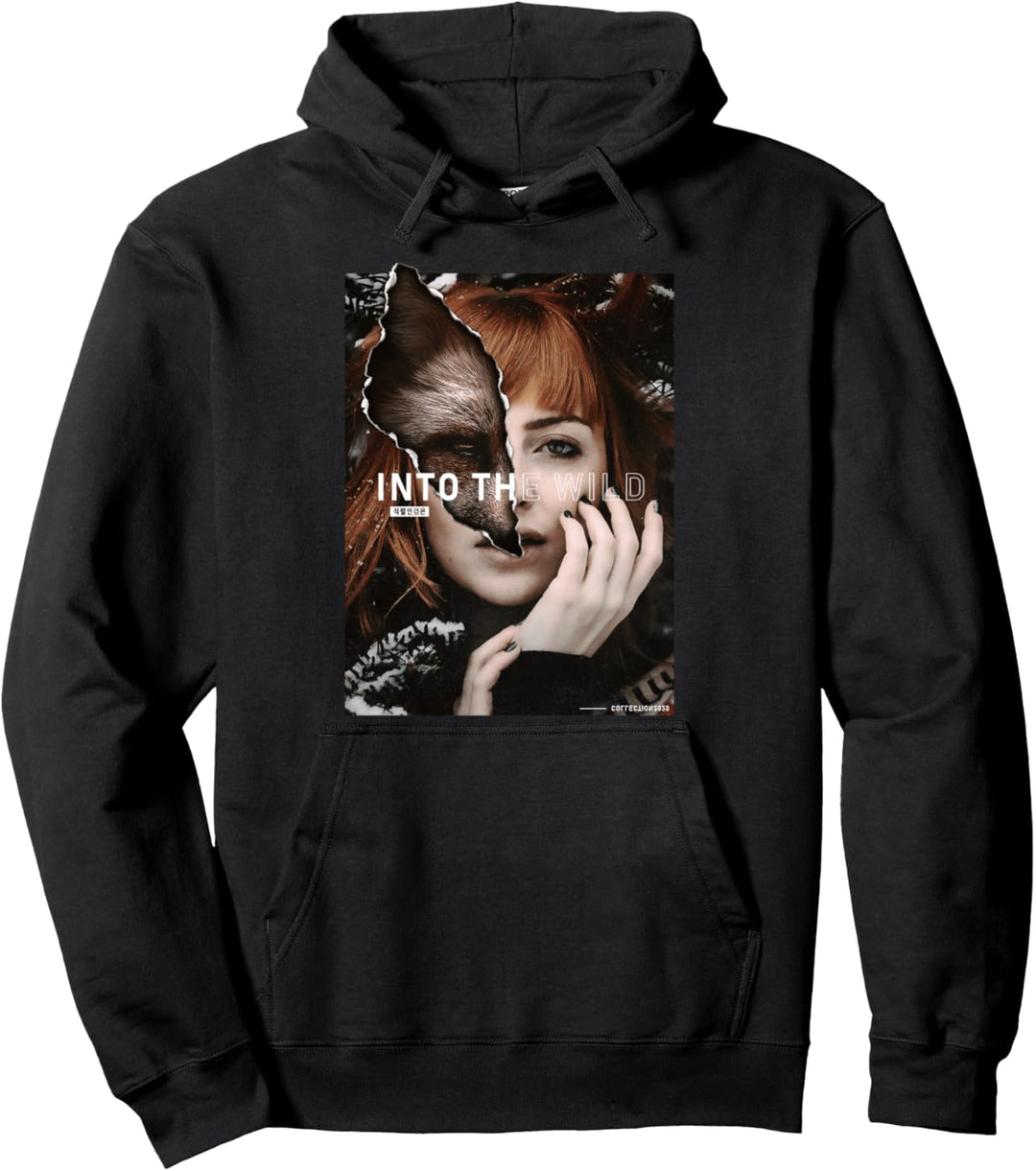 Into the Wild Fox Girl - Japan Aesthetic Vaporwave Anime Pullover Hoodie