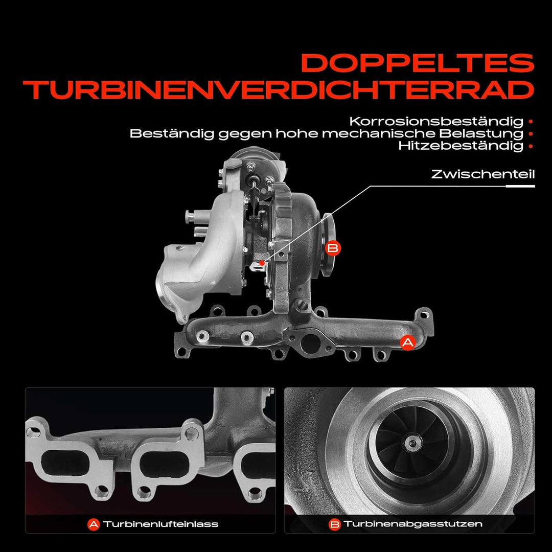 Frankberg Turbolader Kompatibel mit A3 2009-2013 Octavia 2009-2013 Golf 2009-2016 P.a.s.s.a.t 2009-2
