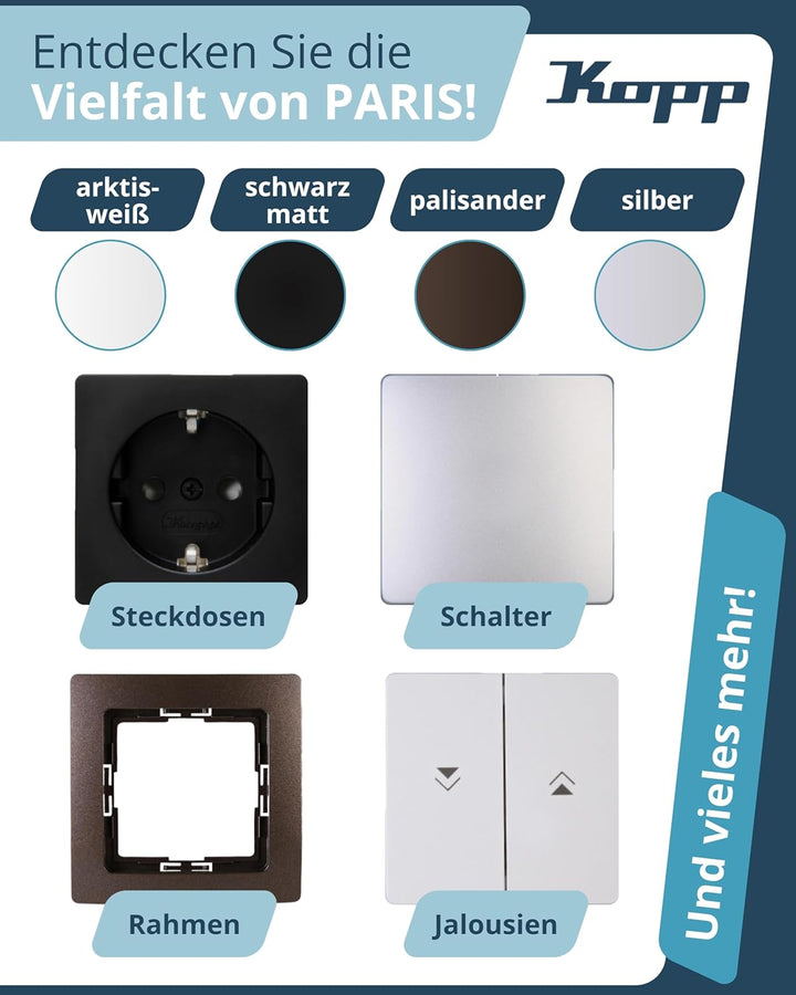 Kopp Paris Druck-Wechsel-Dimmer, Kombigerät, LED-Dimmer, für Glüh-Lampen, 230V Halogenlampen, Phasen