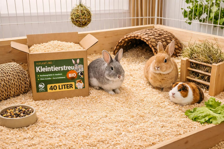 Kleintierstreu Bio 40 L – Staubarme, hochsaugfähige Einstreu im Karton – Für Kaninchen & Nager