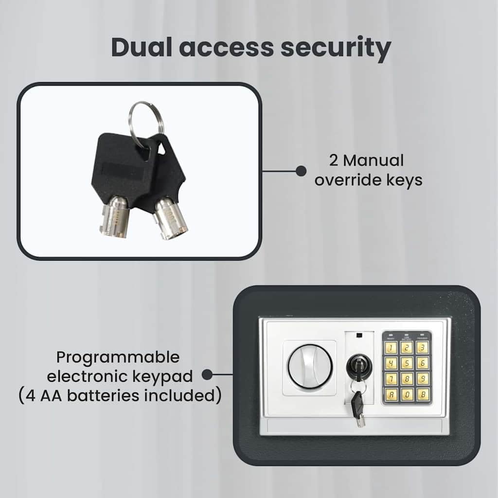 vidaXL Digitaler Safe mit Schloss Dunkelgrau 40 x 35 x 60 cm Stahl, Heim-Büro, moderner digitaler Sa