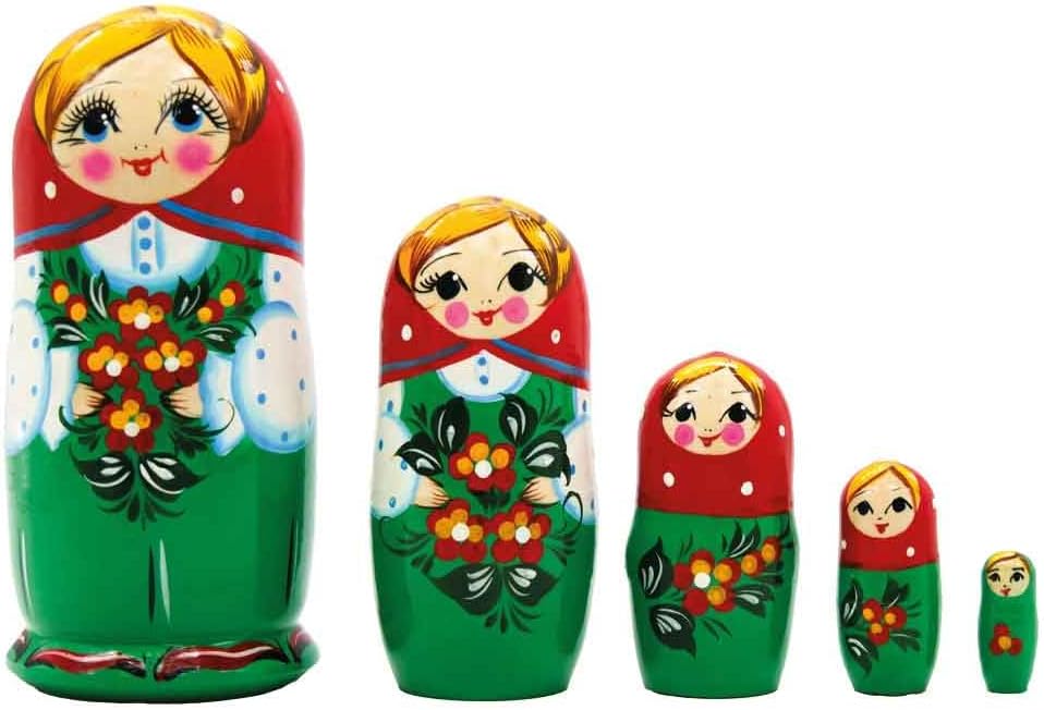 Semenovskay Rospis russische Matroschka Puppen Babuschka Matrjoschka Holzpuppen handbemalt Set 5 Pup