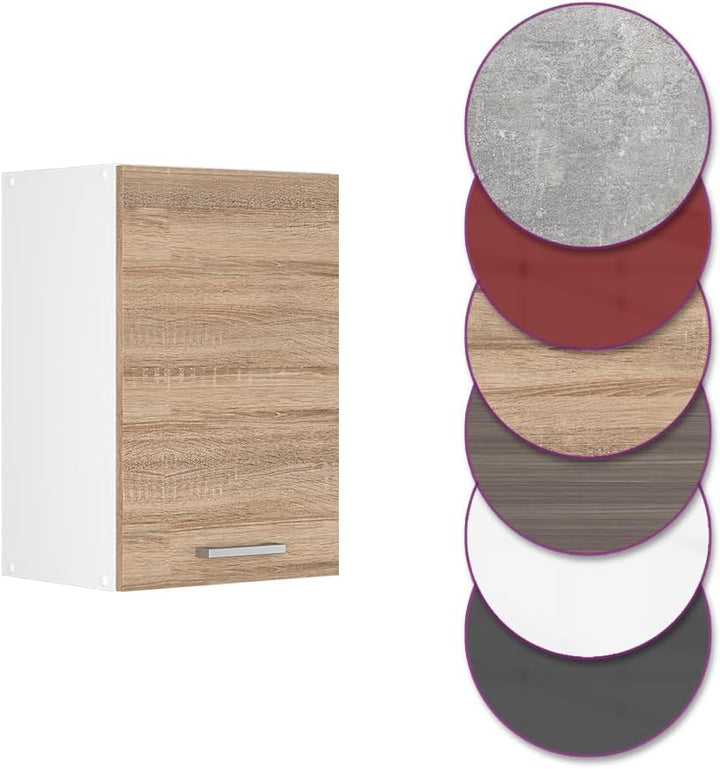 Vicco Hängeschrank R-Line, Sonoma/Weiss, 40 cm Sonoma Hängeschrank 40cm, Sonoma Hängeschrank 40cm