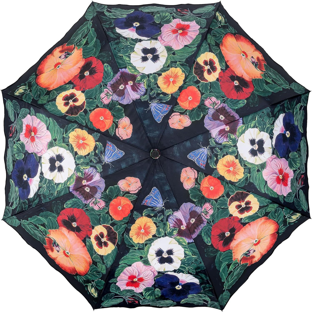 VON LILIENFELD Regenschirm Taschenschirm Stiefmütterchen Windfest Auf-Zu-Automatik Blumen Stabil Lei
