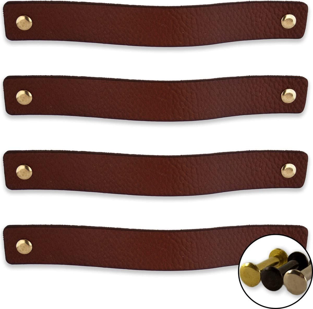 Brute Strength - Ledergriffe für Möbel - Cognac - 4 Stück - 20 x 2,5 cm - Schrankgriff, Türgriff für
