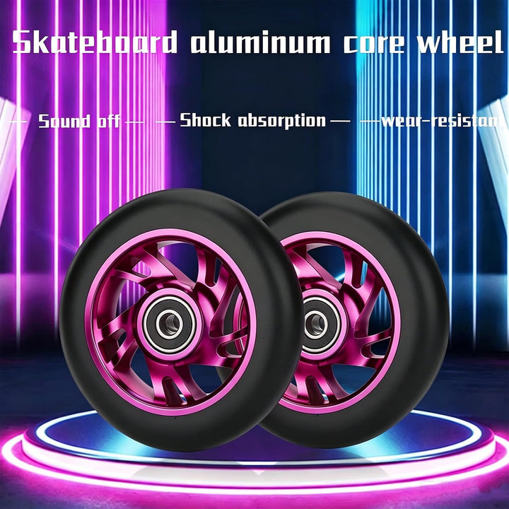 2 Stück Pro Stunt Scooter Rollen 100mm, Stunt Scooter Räder with ABEC-9 Bearings, Thickened PVC Repl
