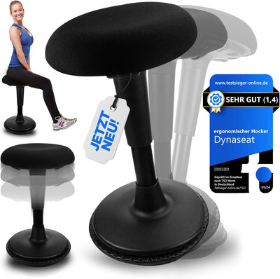 Dynaseat Ergonomischer Hocker höhenverstellbar zum Sitzen & Stehen (Schwarz, 65-85 Variante) - Sitz