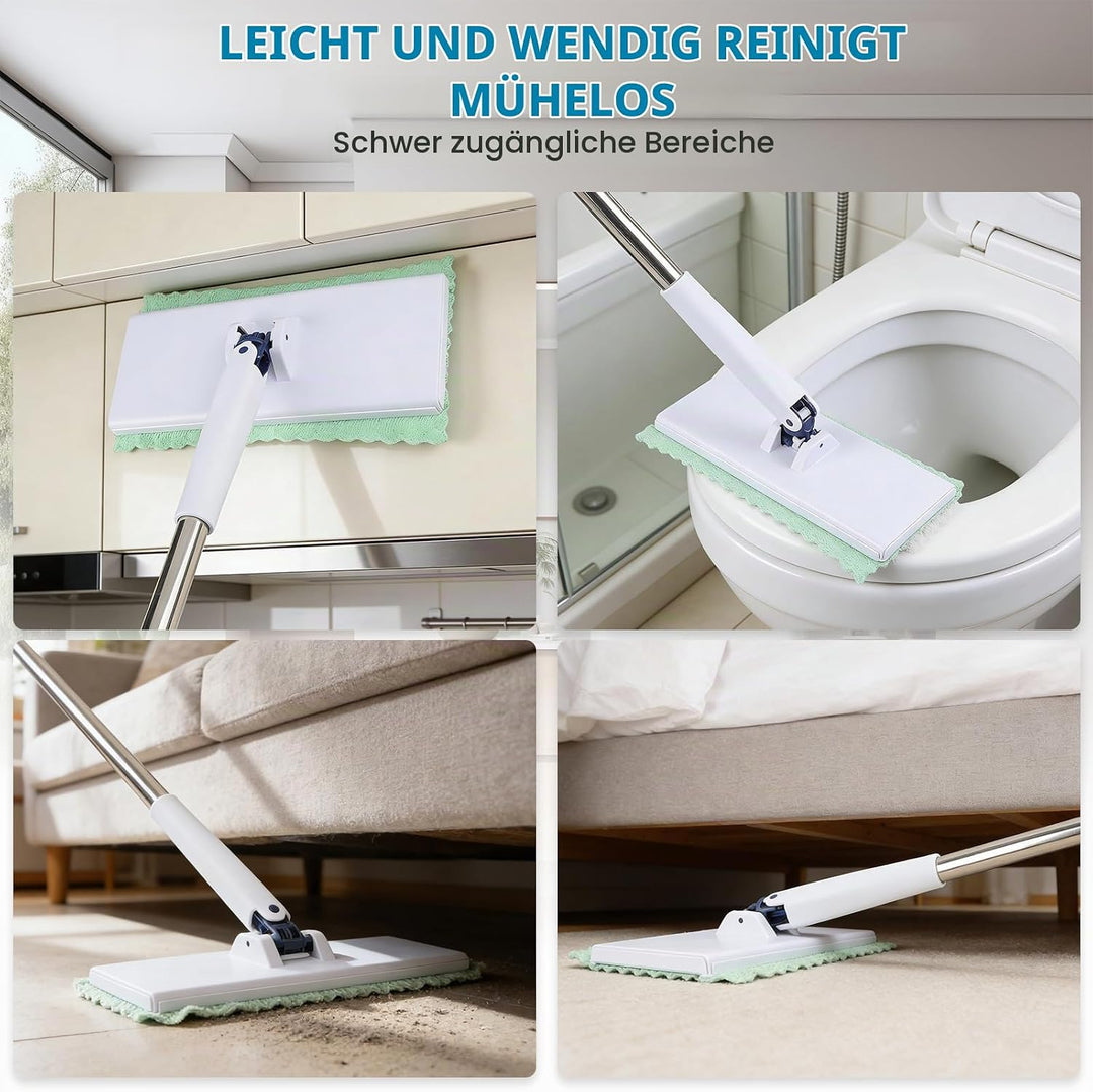 Dfydghb Fauler Wischmopp mit Druck Klemm System, Mini Mopp mit Automatischen Tuchwechsel, Ohne Hände