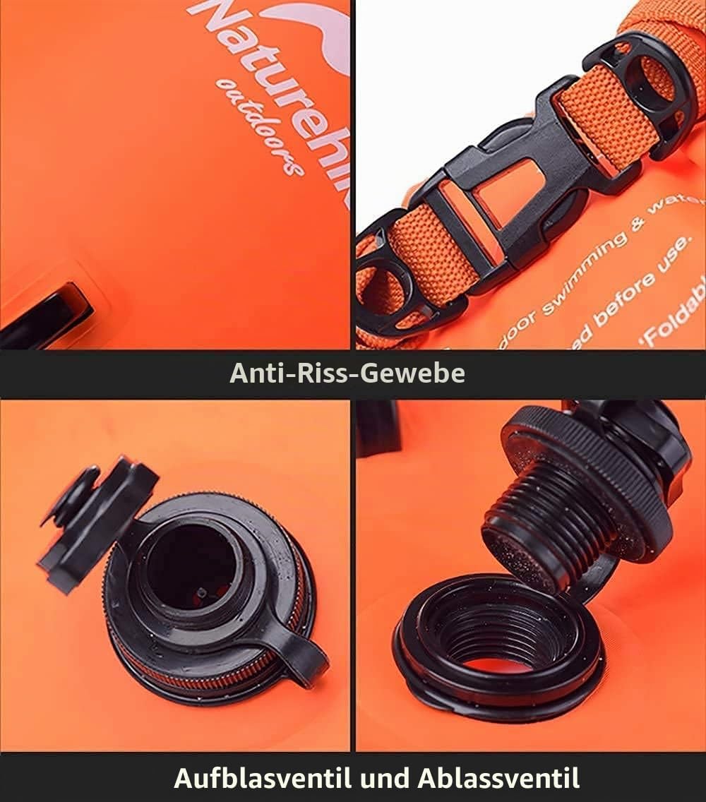Naturehike 18L Schwimmboje Zwei Airbags Swim Boje Trockensack wasserdichte Strandtasche mit Verstell