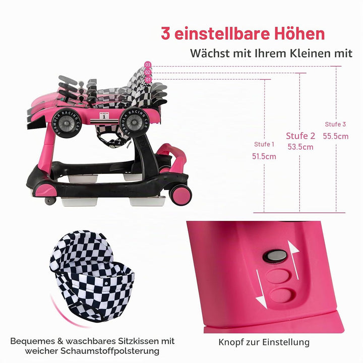 LIFEZEAL Lauflernhilfe für Babys, mitwachsend, 4-in-1, Sitz verstellbar in 3 Höhen, Lauflernhilfe, f