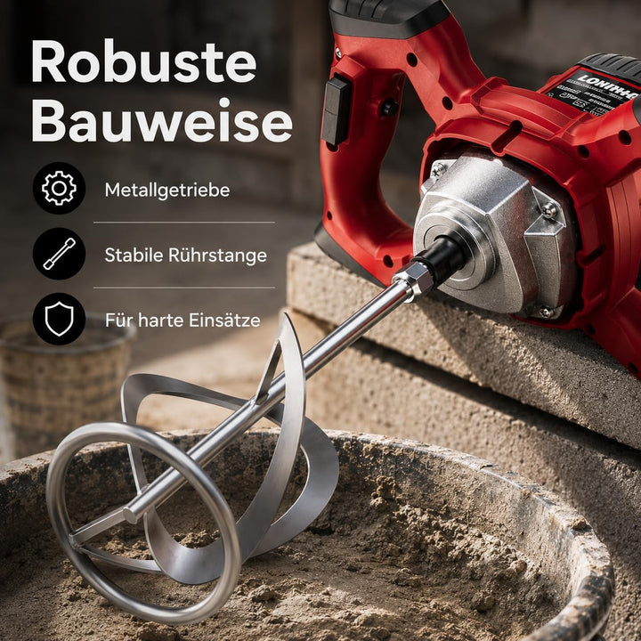 LDHTHOPI Mörtelrührer,2200W Rührwerk mit 6-Gang-Getriebe, Soft-Start-Funktion,max.800 U/min,M14 Schn