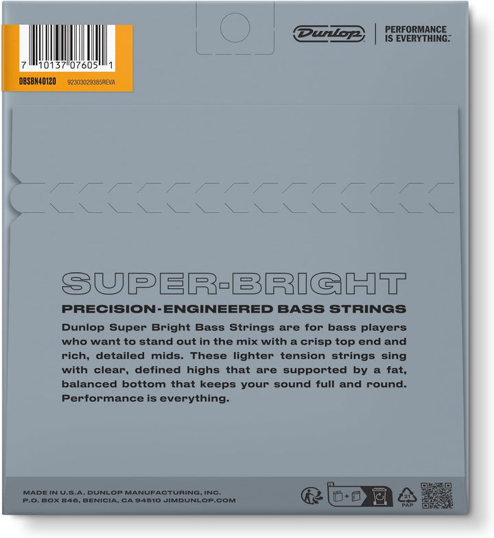 Jim Dunlop DBSBN40120 Superhelle Nickel-Basssaite Lt-5 / Kontrabass 40 - 120 Nickel Plated Steel, 40