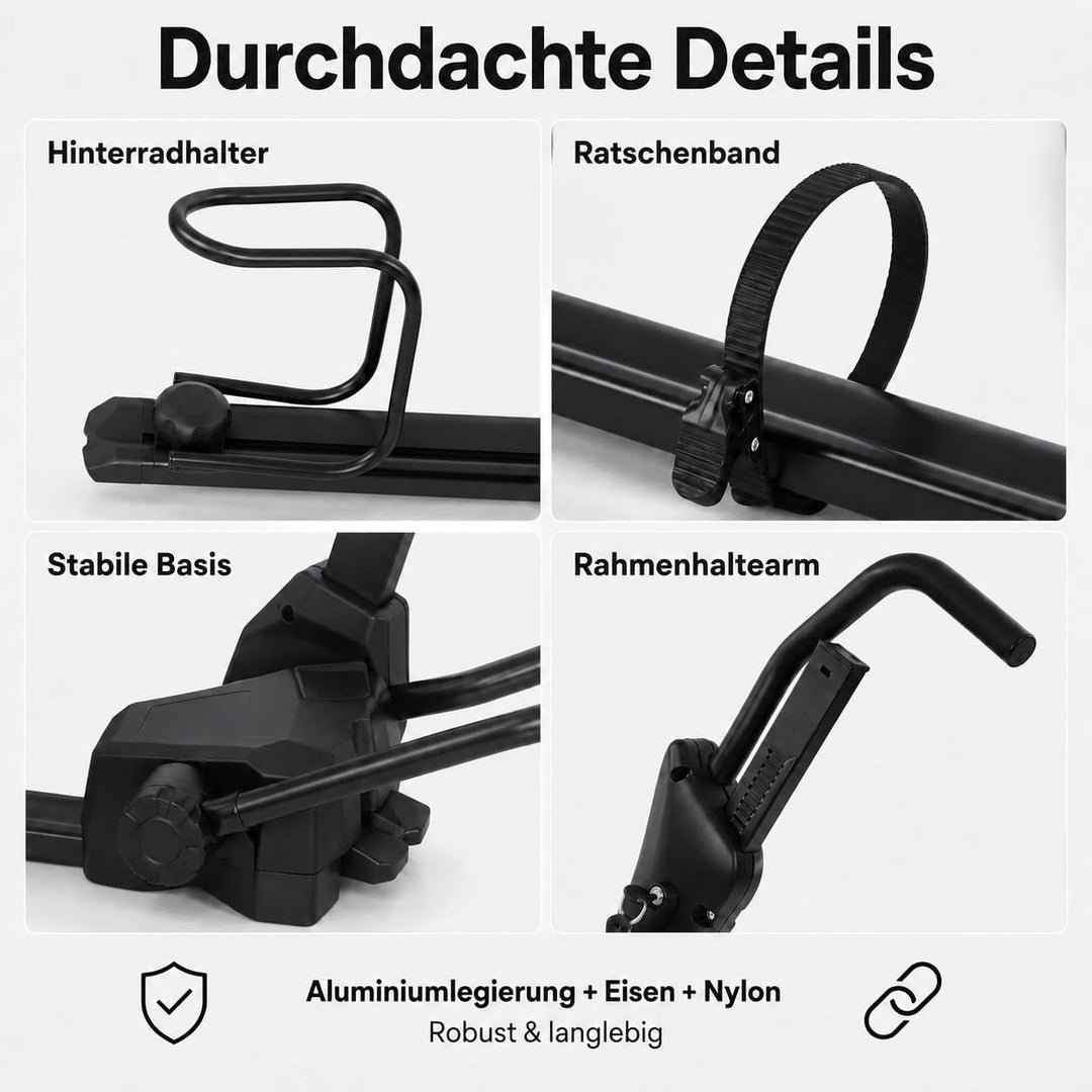 Fahrrad Dachträger E-Bike mit Diebstahlschutz für Auto SUV bis 38 Zoll
