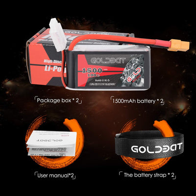 GOLDBAT 3S 11,1V 1500mAh 100C LiPo Wiederaufladbare Batterie mit XT60 Stecker für RC Auto, Skylark m