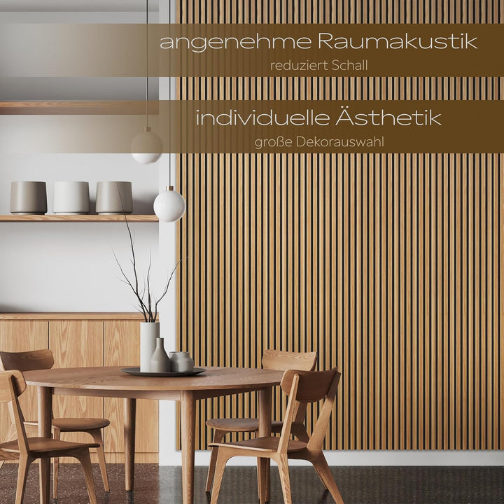 HEXIM Akustikpaneele 138,5x60cm Holz Comfort - flexible Holzpaneele Platten Lamellenwand MDF Wandpan