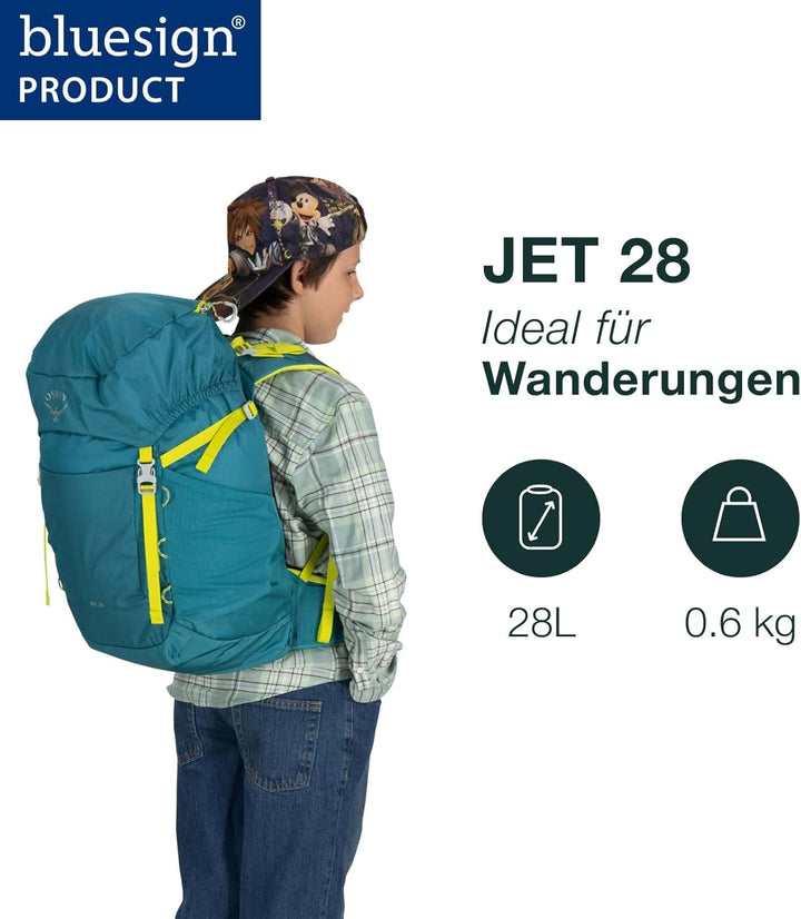 Osprey Unisex Kinder Jet Kinder Rucksack Backpack (1er Pack) Einheitsgrösse - Capacity 28L Green Can