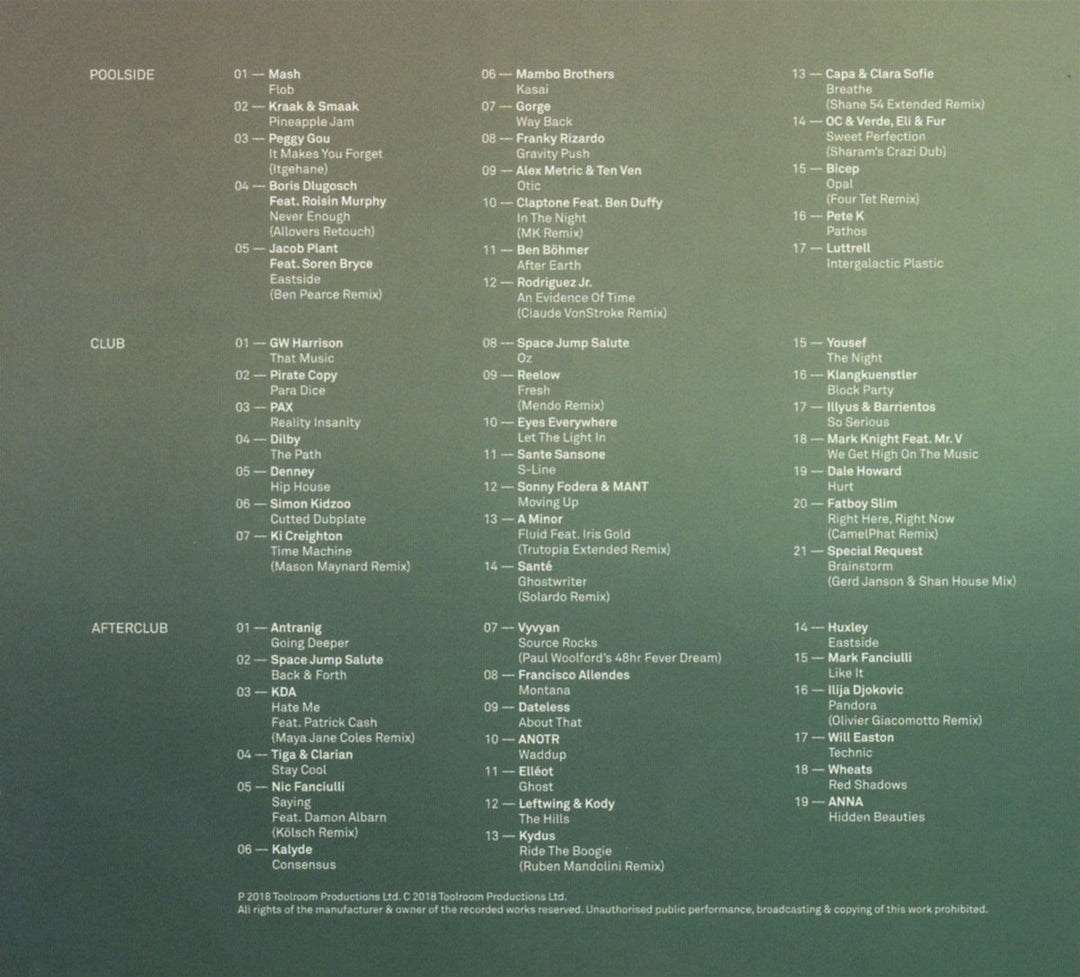 Toolroom Ibiza 2018, Audio-CD
