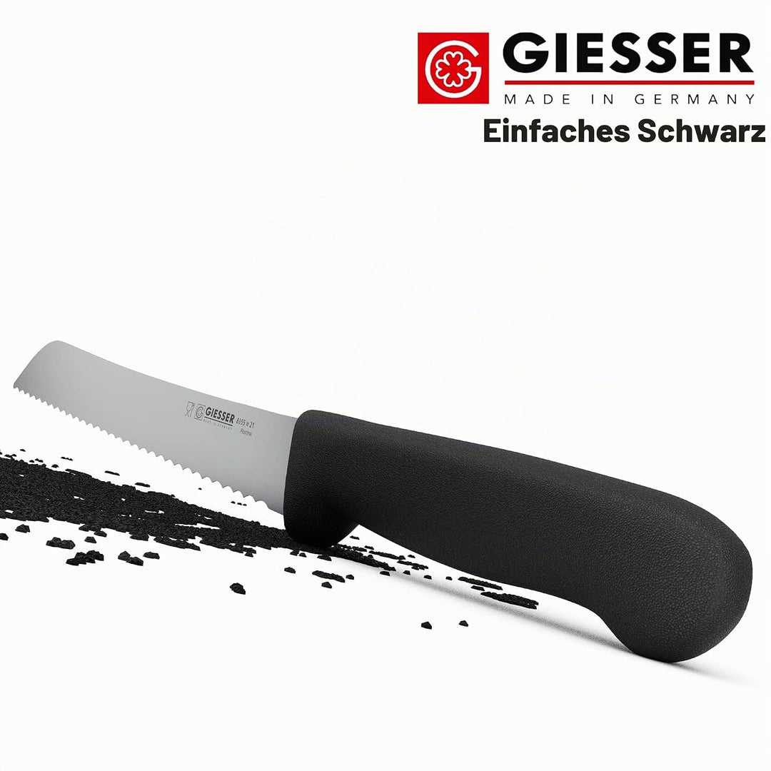 Giesser seit 1776 - Made in Germany - Brotmesser schwarz, Basic Black, Klinge 21 cm, Wellenschliff,