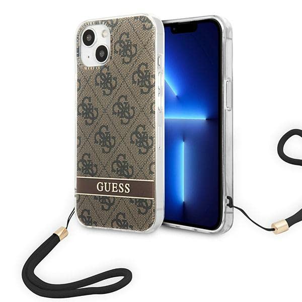 GUESS GUOHCP14MH4STW Hülle für iPhone 14 Plus 6,7" braun/Brown hardcase 4G Print Strap