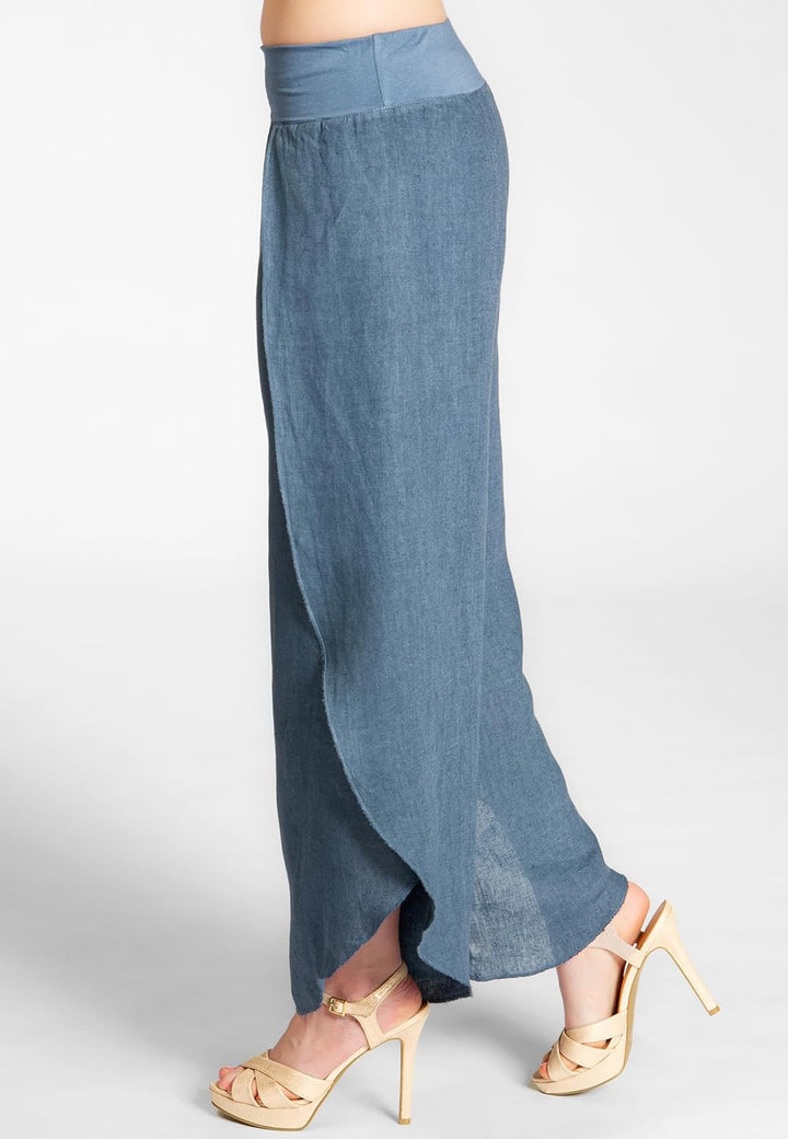 Caspar KHS053 leichte Elegante Damen Leinen Sommerhose 36 Jeans Blau, 36 Jeans Blau