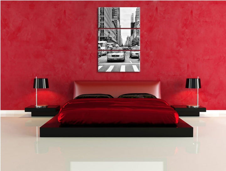 Pixxprint Taxi in New York City als Leinwandbild/Grösse: 3 Teilig (120x80) cm/Wandbild/Kunstdruck/fe