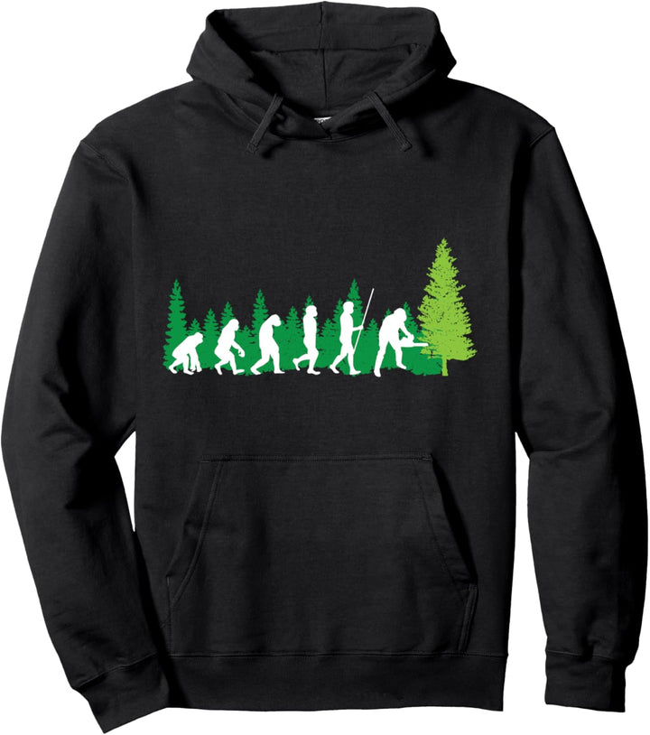Evolution Holzfäller Baumfäller Kettensäge Förster Beruf Pullover Hoodie