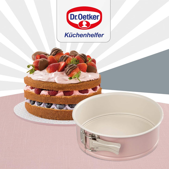 Dr. Oetker Springform Ø 20 cm mit Flachboden, runde Kuchenform Modern Baking - Retro Design mit zwei