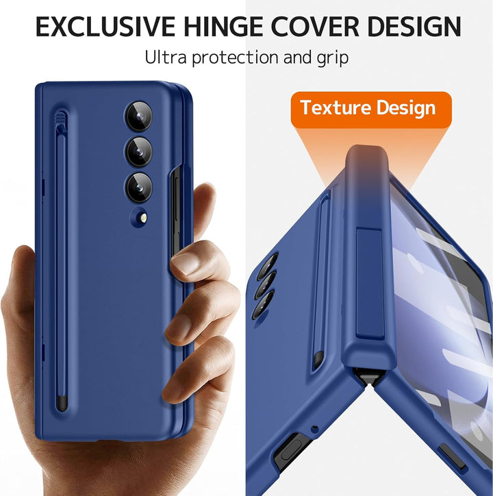 NINKI Kompatibel Samsung Galaxy Z Fold 4 Hülle mit S Stift Halter, Scharnier Schutzhülle für Galaxy