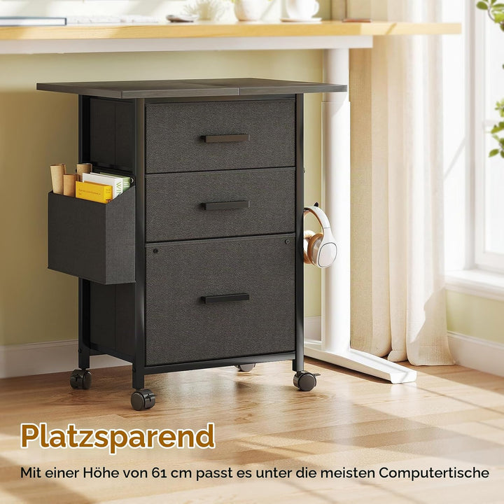Rollcontainer, Aktenschrank, mit 3 Schubladen und Rollen, für Dokumente in DIN A4, Letter-Format, Dr