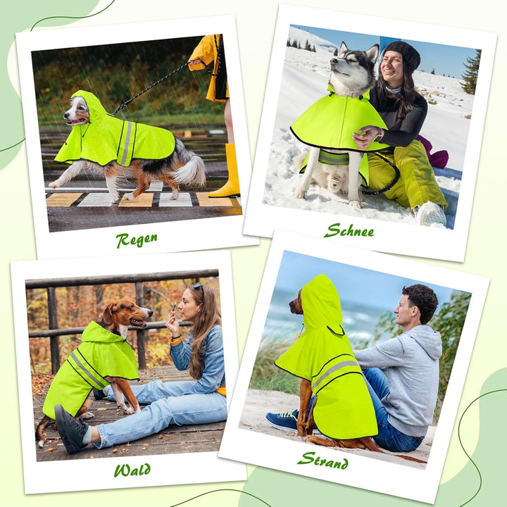 Weesiber Hunderegenmantel - Regenmantel Hund wasserdicht Hund Regenjacke mit Kapuze, Reflektierend R