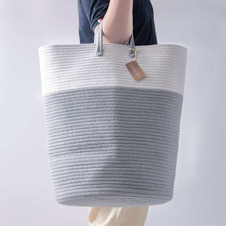 YOUDENOVA Wäschekorb Geflochten Wäschesammler Spielzeug Aufbewahrung Aufbewahrungskorb mit Griff Han