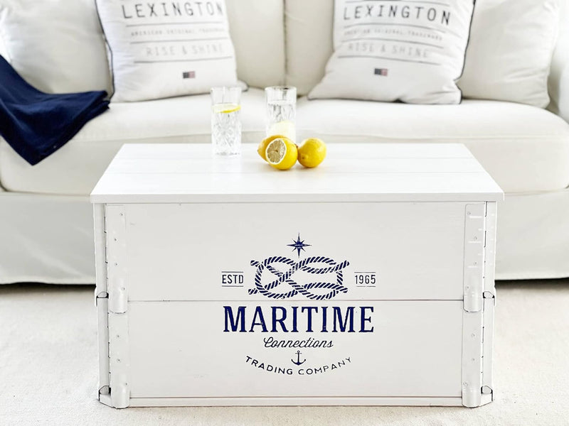 Uncle Joe´s Truhe Maritime Couchtisch Truhentisch im Vintage Shabby chic Style aus Massiv-Holz in We