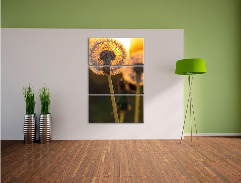 Pixxprint Pusteblume als Leinwandbild/Grösse: 3 Teilig (120x80) cm/Wandbild/Kunstdruck/fertig bespan