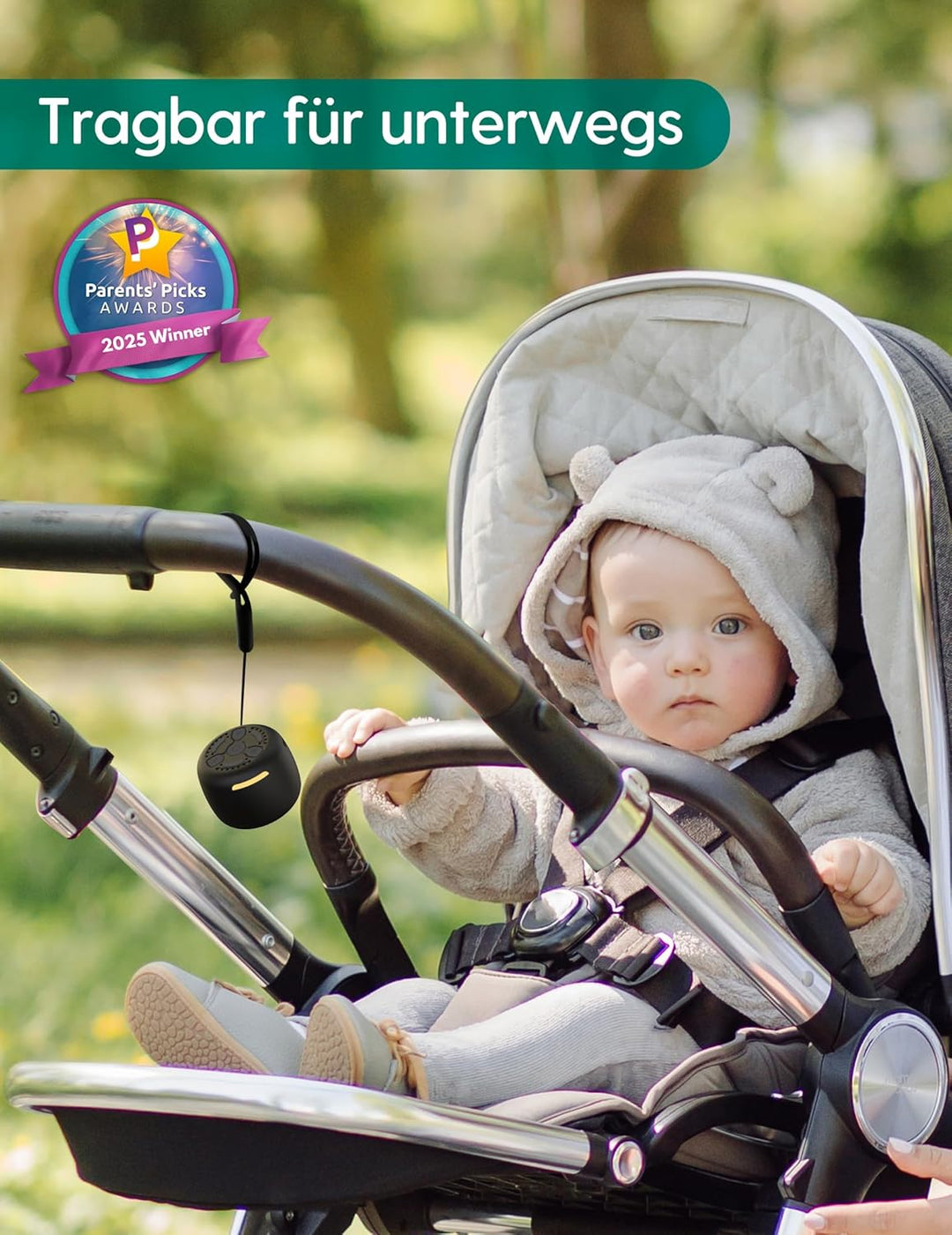 BABELIO White Noise Machine Baby Tragbare Mini-Soundmaschine für Erwachsene und Babys, Nachtlicht, 1