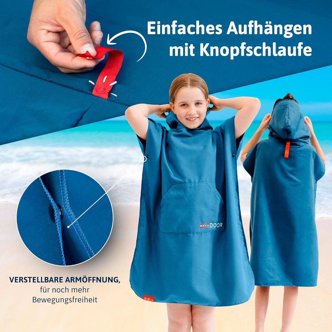 AUTDOOR® Mikrofaser Badeponcho Damen & Herren - nachhaltig aus 100% recycelten PET-Flaschen - Handtu