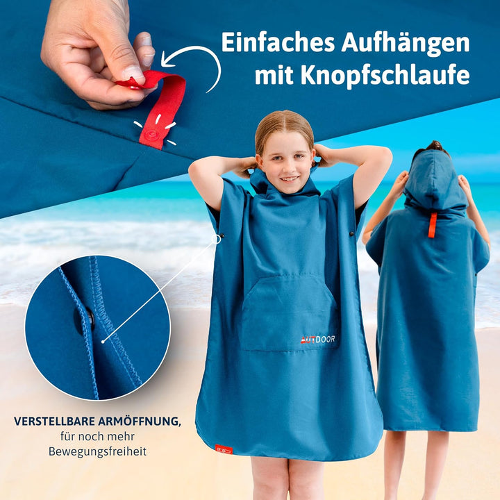 AUTDOOR® Mikrofaser Badeponcho Damen & Herren - nachhaltig aus 100% recycelten PET-Flaschen - Handtu