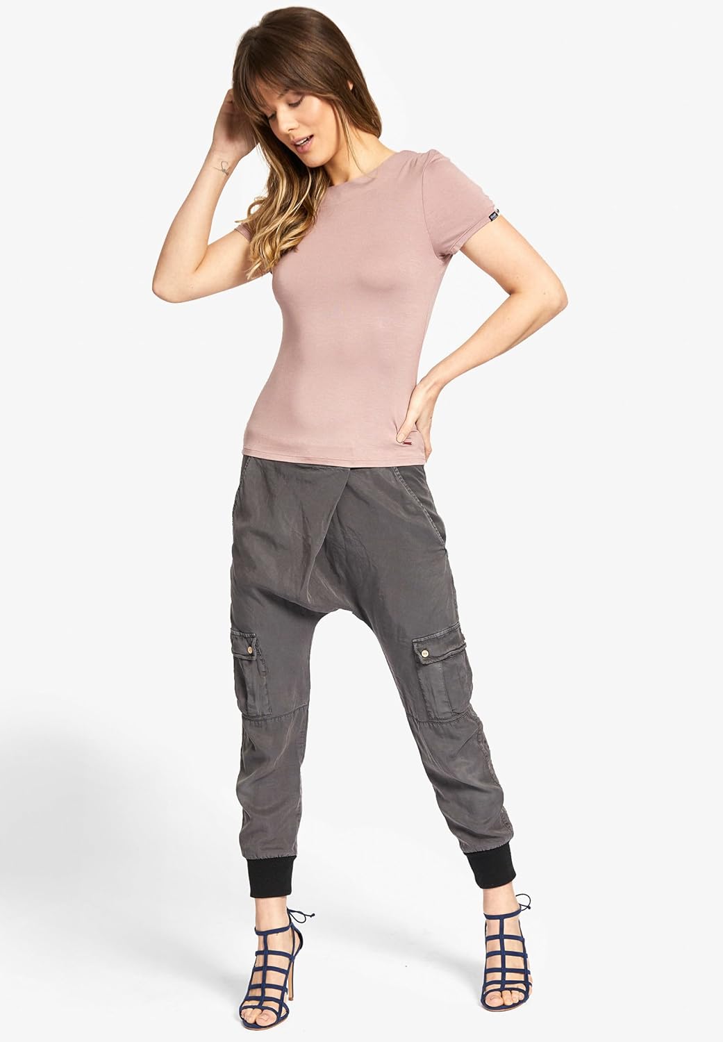 khujo Damen Shirt Momoko weiches Jersey T-Shirt mit Kreuzschnürung am Rückenausschnitt